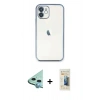 MARSİLYAN™- iPhone 11 Kılıf Vadi Minimal - Siyah 6D Mat Seramik Hayalet Nano Ekran Koruyucu + Raze Metal Kamera Lens - MI