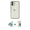 MARSİLYAN™- iPhone 11 Kılıf Vadi Minimal - Siyah 6D Mat Seramik Hayalet Nano Ekran Koruyucu + Raze Metal Kamera Lens - MI
