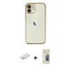 MARSİLYAN™- iPhone 11 Kılıf Vadi Minimal - Siyah 6D Mat Seramik Hayalet Nano Ekran Koruyucu + Renkli Kamera Lens Koruma Cam - PE