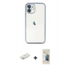 MARSİLYAN™- iPhone 11 Kılıf Vadi Minimal - Siyah 6D Mat Seramik Hayalet Nano Ekran Koruyucu + Renkli Kamera Lens Koruma Cam - PE