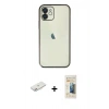 MARSİLYAN™- iPhone 11 Kılıf Vadi Minimal - Siyah 6D Mat Seramik Hayalet Nano Ekran Koruyucu + Renkli Kamera Lens Koruma Cam - PE