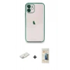 MARSİLYAN™- iPhone 11 Kılıf Vadi Minimal - Siyah 6D Mat Seramik Hayalet Nano Ekran Koruyucu + Renkli Kamera Lens Koruma Cam - PE