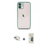 MARSİLYAN™- iPhone 11 Kılıf Vadi Minimal - Siyah 6D Mat Seramik Hayalet Nano Ekran Koruyucu + Pers Alüminyum Kamera Lens - GD
