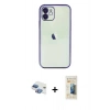 MARSİLYAN™- iPhone 11 Kılıf Vadi Minimal - Siyah 6D Mat Seramik Hayalet Nano Ekran Koruyucu + Pers Alüminyum Kamera Lens - GI
