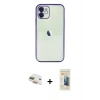 MARSİLYAN™- iPhone 11 Kılıf Vadi Minimal - Siyah 6D Mat Seramik Hayalet Nano Ekran Koruyucu + Pers Alüminyum Kamera Lens - GD