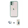 MARSİLYAN™- iPhone 11 Kılıf Vadi Minimal - Siyah 6D Mat Seramik Hayalet Nano Ekran Koruyucu + Pers Alüminyum Kamera Lens - GI
