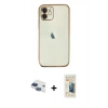 MARSİLYAN™- iPhone 11 Kılıf Vadi Minimal - Siyah 6D Mat Seramik Hayalet Nano Ekran Koruyucu + Pers Alüminyum Kamera Lens - LT