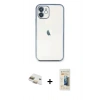 MARSİLYAN™- iPhone 11 Kılıf Vadi Minimal - Siyah 6D Mat Seramik Hayalet Nano Ekran Koruyucu + Pers Alüminyum Kamera Lens - GD