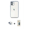 MARSİLYAN™- iPhone 11 Kılıf Vadi Minimal - Siyah 6D Mat Seramik Hayalet Nano Ekran Koruyucu + Pers Alüminyum Kamera Lens - LT