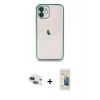 MARSİLYAN™- iPhone 11 Kılıf Vadi Minimal - Siyah 6D Mat Seramik Hayalet Nano Ekran Koruyucu + Pers Alüminyum Kamera Lens - LT
