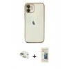 MARSİLYAN™- iPhone 11 Kılıf Vadi Minimal - Siyah 6D Mat Seramik Hayalet Nano Ekran Koruyucu + Pers Alüminyum Kamera Lens - GD