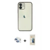 MARSİLYAN™- iPhone 11 Kılıf Vadi Minimal - Siyah 6D Mat Seramik Hayalet Nano Ekran Koruyucu + Pers Alüminyum Kamera Lens - GI