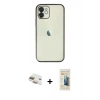 MARSİLYAN™- iPhone 11 Kılıf Vadi Minimal - Siyah 6D Mat Seramik Hayalet Nano Ekran Koruyucu + Pers Alüminyum Kamera Lens - GD