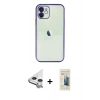 MARSİLYAN™- iPhone 11 Kılıf Vadi Minimal - Siyah 6D Mat Seramik Hayalet Nano Ekran Koruyucu + Raze Metal Kamera Lens - GS