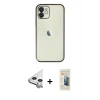 MARSİLYAN™- iPhone 11 Kılıf Vadi Minimal - Siyah 6D Mat Seramik Hayalet Nano Ekran Koruyucu + Raze Metal Kamera Lens - GS