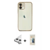 MARSİLYAN™- iPhone 11 Kılıf Vadi Minimal - Siyah 6D Mat Seramik Hayalet Nano Ekran Koruyucu + Raze Metal Kamera Lens - GS