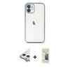 MARSİLYAN™- iPhone 11 Kılıf Vadi Minimal - Siyah 6D Mat Seramik Hayalet Nano Ekran Koruyucu + Raze Metal Kamera Lens - GS