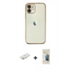 MARSİLYAN™- iPhone 11 Kılıf Vadi Minimal - Siyah 6D Mat Seramik Hayalet Nano Ekran Koruyucu + Renkli Kamera Lens Koruma Cam - SI