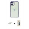 MARSİLYAN™- iPhone 11 Kılıf Vadi Minimal - Siyah 6D Mat Seramik Hayalet Nano Ekran Koruyucu + Renkli Kamera Lens Koruma Cam - SI