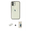 MARSİLYAN™- iPhone 11 Kılıf Vadi Minimal - Siyah 6D Mat Seramik Hayalet Nano Ekran Koruyucu + Renkli Kamera Lens Koruma Cam - SI