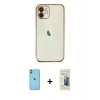 MARSİLYAN™- iPhone 11 Kılıf Vadi Minimal - Siyah 6D Mat Seramik Hayalet Nano Ekran Koruyucu + Neon Fosforlu Kamera Lens - YL