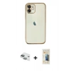 MARSİLYAN™- iPhone 11 Kılıf Vadi Minimal - Siyah 6D Mat Seramik Hayalet Nano Ekran Koruyucu + Pers Alüminyum Kamera Lens - YL