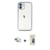 MARSİLYAN™- iPhone 11 Kılıf Vadi Minimal - Siyah 6D Mat Seramik Hayalet Nano Ekran Koruyucu + Pers Alüminyum Kamera Lens - YL