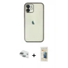 MARSİLYAN™- iPhone 11 Kılıf Vadi Minimal - Siyah 6D Mat Seramik Hayalet Nano Ekran Koruyucu + Pers Alüminyum Kamera Lens - YL