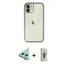MARSİLYAN™- iPhone 11 Kılıf Vadi Minimal - Siyah Bilvis 3D Cam Ekran Koruyucu + Raze Metal Kamera Lens - MI