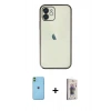 MARSİLYAN™- iPhone 11 Kılıf Vadi Minimal - Siyah Bilvis 3D Cam Ekran Koruyucu + Neon Fosforlu Kamera Lens - YL