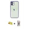 MARSİLYAN™- iPhone 11 Kılıf Vadi Minimal - Siyah Bilvis 3D Cam Ekran Koruyucu + Rainbow Kamera Lens Koruma Cam - KI