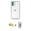 MARSİLYAN™- iPhone 11 Kılıf Vadi Minimal - Siyah Bilvis 3D Cam Ekran Koruyucu + Rainbow Kamera Lens Koruma Cam - KI