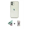 MARSİLYAN™- iPhone 11 Kılıf Vadi Minimal - Siyah Bilvis 3D Cam Ekran Koruyucu + Raze Metal Kamera Lens - KI
