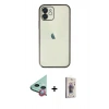 MARSİLYAN™- iPhone 11 Kılıf Vadi Minimal - Siyah Bilvis 3D Cam Ekran Koruyucu + Raze Metal Kamera Lens - KI