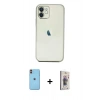 MARSİLYAN™- iPhone 11 Kılıf Vadi Minimal - Siyah Bilvis 3D Cam Ekran Koruyucu + Neon Fosforlu Kamera Lens - TU