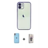 MARSİLYAN™- iPhone 11 Kılıf Vadi Minimal - Siyah Bilvis 3D Cam Ekran Koruyucu + Neon Fosforlu Kamera Lens - TU