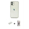 MARSİLYAN™- iPhone 11 Kılıf Vadi Minimal - Siyah Bilvis 3D Cam Ekran Koruyucu + Turuncu Renkli Kamera Lens Koruma Cam