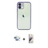 MARSİLYAN™- iPhone 11 Kılıf Vadi Minimal - Siyah Bilvis 3D Mat Cam Ekran Koruyucu + Pers Alüminyum Kamera Lens - GI