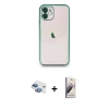 MARSİLYAN™- iPhone 11 Kılıf Vadi Minimal - Siyah Bilvis 3D Mat Cam Ekran Koruyucu + Pers Alüminyum Kamera Lens - GI