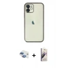 MARSİLYAN™- iPhone 11 Kılıf Vadi Minimal - Siyah Bilvis 3D Mat Cam Ekran Koruyucu + Pers Alüminyum Kamera Lens - GI
