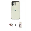 MARSİLYAN™- iPhone 11 Kılıf Vadi Minimal - Siyah Bilvis 3D Mat Cam Ekran Koruyucu + Pers Alüminyum Kamera Lens - KI