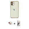 MARSİLYAN™- iPhone 11 Kılıf Vadi Minimal - Siyah Bilvis 3D Mat Cam Ekran Koruyucu + Pers Alüminyum Kamera Lens - KI