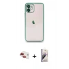 MARSİLYAN™- iPhone 11 Kılıf Vadi Minimal - Siyah Bilvis 3D Mat Cam Ekran Koruyucu + Pers Alüminyum Kamera Lens - KI