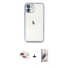 MARSİLYAN™- iPhone 11 Kılıf Vadi Minimal - Siyah Bilvis 3D Mat Cam Ekran Koruyucu + Pers Alüminyum Kamera Lens - KI