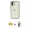 MARSİLYAN™- iPhone 11 Kılıf Vadi Minimal - Siyah Bilvis 3D Mat Cam Ekran Koruyucu + Rainbow Kamera Lens Koruma Cam - KI