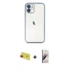 MARSİLYAN™- iPhone 11 Kılıf Vadi Minimal - Siyah Bilvis 3D Mat Cam Ekran Koruyucu + Rainbow Kamera Lens Koruma Cam - KI