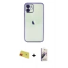 MARSİLYAN™- iPhone 11 Kılıf Vadi Minimal - Siyah Bilvis 3D Mat Cam Ekran Koruyucu + Rainbow Kamera Lens Koruma Cam - KI