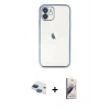 MARSİLYAN™- iPhone 11 Kılıf Vadi Minimal - Siyah Bilvis 3D Mat Cam Ekran Koruyucu + Pers Alüminyum Kamera Lens - LT