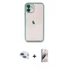 MARSİLYAN™- iPhone 11 Kılıf Vadi Minimal - Siyah Bilvis 3D Mat Cam Ekran Koruyucu + Pers Alüminyum Kamera Lens - LT