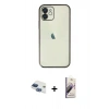MARSİLYAN™- iPhone 11 Kılıf Vadi Minimal - Siyah Bilvis 3D Mat Cam Ekran Koruyucu + Pers Alüminyum Kamera Lens - LT